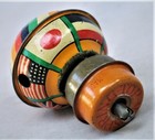 Vintage Tin Lithographed Toy Top With Flags- With Winder  - Made In Japan