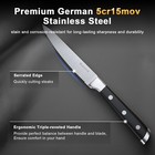 6pc Steak Knife German Stainless Steel Serrated Steak Knives Set Dishwasher Safe
