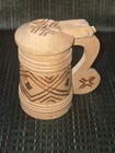 Vtg  Miniature Wooden Beer Stein Mug Traditional Folk Art Sovenir Wooden