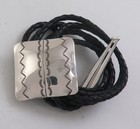 Sterling Silver Stamped Square Dome Southwestern Bolo Tie