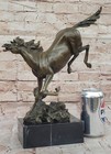 Beautiful Vintage Bronze Horse Bust On Marble Base Sculpture Statue Figurine Art