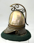 Antique Grand Tour French Dragoon Helmet Mop With Ormolu Hinged Inkwell