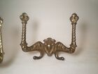 Set Of 3 Vintage Brass Double Coat Hooks Four-prong Hooks
