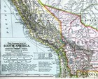 1897 Century Map South America Colombia Peru Bolivia Ecuador Brazil Amazon Lima