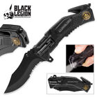 Army Spring Assisted Tactical Rescue Folding Pocket Knife With Led Flashlight