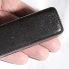 Antique Stick Pin Box  Black Leather  Satin  Velvet  4 X 1in  Falkenberg  Paris 