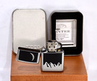 Vintage Zippo Moon And Mountains Design 2000 Lighter W  Tin Nos