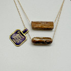 Lot Of 2 New Old Stock Vintage Necklaces Pendants Yellow Gold Filled Stone Gems