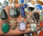 Moss Agate   Mix Gemstone 925 Sterling Silver Plated Wholesale Lot Pendants