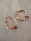 Gold Plated Hoop Earrings Purple red Beaded Boho Chic 1 5 