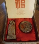 Handcarved Chinese Soapstone Dragon Seal stamp  Soapstone Ink Holder  Orig  Box