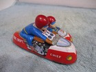 Fire Dept Motorcycle With Sidecar -all Tin- Friction-japan