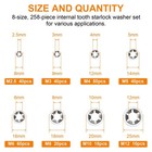 258 Pcs Internal Tooth Star Lock Washer Assortment 8 Sizes