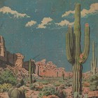 Cactus Flower Wall Art  Retro Western Botanical Decor  Desert Sky Floral Poster