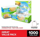 1000 Clear Sandwich Bags Fold Top Plastic Food Storage Bulk Restaurant Catering
