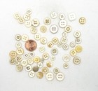 61 Antique Vintage Button Hand Carved Mop Mother Of Pearl 4-hole  Lot           