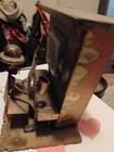 Vintage Music Box Copper Toned Tin Art Sculpture Man Piano Player Wind-up