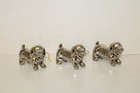 Set 3 Silver Tone Dachshund Dog Christmas Tree Ornaments Modern Holiday Decor