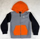 Jordan Youth Size 7 Gray Orange 2 Piece Fleece Hoodie Tracksuit Set Nwt
