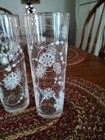 4 Vintage Tom Collins White Swirling Snowflake Glasses