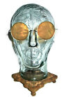 Antique Amber Shield Sunglasses Goggles Old Vtg Steampunk Yellow Safety Glasses 