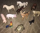 Schleich Animals Lot Of 11 Bear Pigs Horses Turtle Rooster Cat Deer Sheep