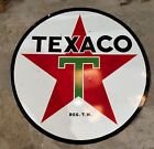 Texaco Pure Porcelain Enamel Heavy Metal Sign 48  Inches Double Side