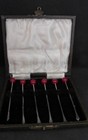 Silver And Red Bakelite Art Deco Cocktail Sticks Boxed - Dates 1936