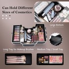 Makeup Train Case Cosmetic Organizer Case Professional Makeup Storage Box 4 T   