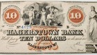 The Hagerstown Bank In Maryland   c1850 s   10 Obsolete Bank Note  Uncirculated 