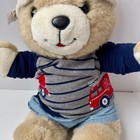 Adorable Beige Teddy Bear With Blue Outfit