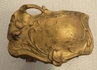 Antique Art Nouveau Jewelry Casket Hinged Trinket Box Relief Floral Footed 3 5 