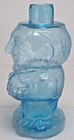 Vintage Aqua Blue Glass Figural Man Bottle Decanter Molded Character Collectible