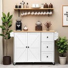 Kitchen Island Cart Storage Cabinet With 3 Drawers  2 Adjustable Shelves white