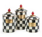 Mackenzie-childs Courtly Check Canisters  Set Of 3   Larger Set S m  L -4 Colors