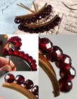 Pair Antique French Napoleon Iii Facet-cut Garnet Tiara Or Hair Ornamental Combs