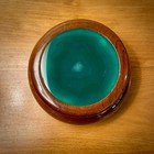 Vtg Green Teal Agate Inlay Stone Trinket Jewelry Box Lined Brazil Natural-read