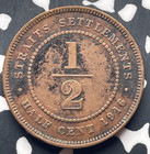 1916 Straits Settlements 1 2 Cent Half Cent Lot t8917