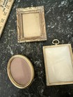 Vtg Lot 3 Small Brass Gold Tone Picture Frames Ornate Oval Rectangle