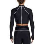 Nike Fusion Women s Long Sleeve Rashguard Crop Swim Top Large Black Swimwear Nwt