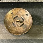 Antique Brass Champleve Enamel Button Cream Black Blue Geometric Floral 1 25in