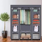 Portable Closet Wardrobe Clothes Rack Storage Organizer W shelves Fabric  Grey