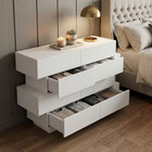 50 6 In  W High Gloss White Wood 8-drawer Double Dresser Modern Style  16 2 In 