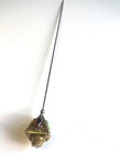 Jeweled Ladies Victorian Hatpin 4 Sided Stones 9 Inches Gold Tone