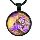 Pendant Necklace   Earring Set Handmade  evening Twilight  Black Bezel