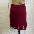 Kensie Burgundy Mini Skirt With Gold Grommets Edgy Office Wear Size M