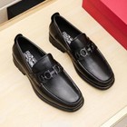 Ferra Gamo Men  Leather Business Shoes Thick Soled Loafers Dress Shoes In Black
