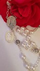 Beautiful White Rosary 6mm Beads With Relic Medal From Garabandal