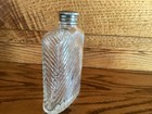 Vintage Universal 1927 Ribbed Glass Hip Flask Silver Cap Prohibition Era