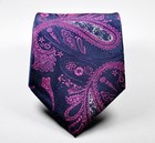 Classic New Paisley Dark Blue Rose Purple Jacquard Woven Silk Men s Tie Necktie